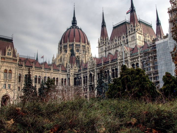 The Danube and parliament buildings in Budapest, Hungary